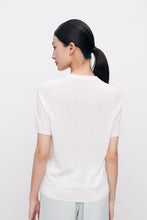 Cargar imagen en el visor de la galería, Luxe Merino Wool and Mulberry Silk Round Neck Knitted Short Sleeve