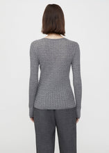 将图片加载到图库查看器,Cable Merino Wool Round Neck Long Sleeve Sweater