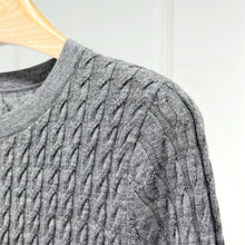 将图片加载到图库查看器,Cable Merino Wool Round Neck Long Sleeve Sweater