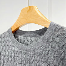 将图片加载到图库查看器,Cable Merino Wool Round Neck Long Sleeve Sweater