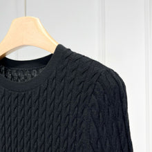 将图片加载到图库查看器,Cable Merino Wool Round Neck Long Sleeve Sweater