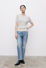 Load image into Gallery viewer, Charlotte Cable Knit Short-Sleeve Sweater