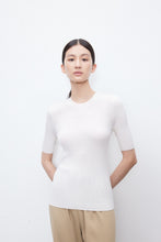 画像をギャラリービューアに読み込む, MONA Merino Wool and Mulberry Silk Round Neck Knitted Short Sleeve