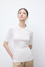 画像をギャラリービューアに読み込む, MONA Merino Wool and Mulberry Silk Round Neck Knitted Short Sleeve