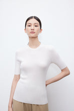 画像をギャラリービューアに読み込む, MONA Merino Wool and Mulberry Silk Round Neck Knitted Short Sleeve