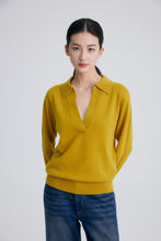 将图片加载到图库查看器,Jo V Neck Vintage Polo Cashmere Sweater
