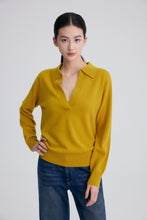 将图片加载到图库查看器,Jo V Neck Vintage Polo Cashmere Sweater