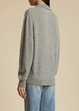 将图片加载到图库查看器,Jo V Neck Vintage Polo Cashmere Sweater