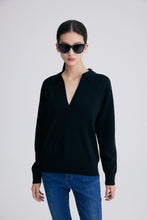 将图片加载到图库查看器,Jo V Neck Vintage Polo Cashmere Sweater