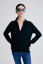 将图片加载到图库查看器,Jo V Neck Vintage Polo Cashmere Sweater