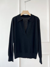 将图片加载到图库查看器,Jo V Neck Vintage Polo Cashmere Sweater