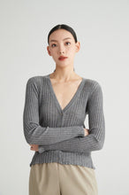 Load image into Gallery viewer, Susan Premier Ruffled Trim Extra Fine Merino Cardigan — A Whisper of Timeless Elegance