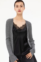 Load image into Gallery viewer, Susan Premier Ruffled Trim Extra Fine Merino Cardigan — A Whisper of Timeless Elegance