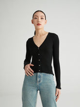 Load image into Gallery viewer, Susan Premier Ruffled Trim Extra Fine Merino Cardigan — A Whisper of Timeless Elegance