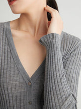 Load image into Gallery viewer, Susan Premier Ruffled Trim Extra Fine Merino Cardigan — A Whisper of Timeless Elegance