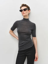 Load image into Gallery viewer, Olivia Seamless Superfine Merino Wool Mock Neck Short Sleeves — The Art of Perfect Form