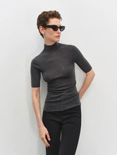 Load image into Gallery viewer, Olivia Seamless Superfine Merino Wool Mock Neck Short Sleeves — The Art of Perfect Form