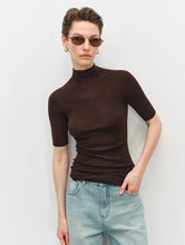 Load image into Gallery viewer, Olivia Seamless Superfine Merino Wool Mock Neck Short Sleeves — The Art of Perfect Form