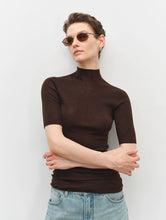 Load image into Gallery viewer, Olivia Seamless Superfine Merino Wool Mock Neck Short Sleeves — The Art of Perfect Form