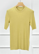 画像をギャラリービューアに読み込む, MONA Merino Wool and Mulberry Silk Round Neck Knitted Short Sleeve
