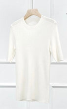 画像をギャラリービューアに読み込む, MONA Merino Wool and Mulberry Silk Round Neck Knitted Short Sleeve