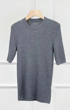 画像をギャラリービューアに読み込む, MONA Merino Wool and Mulberry Silk Round Neck Knitted Short Sleeve