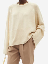 Cargar imagen en el visor de la galería, Raglan Cashmere Wool Round Neck Long Sleeves Sweater