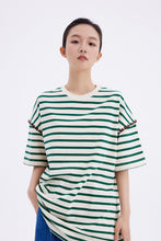 将图片加载到图库查看器,ÀIMAI Seashell Scalloped-Edge Striped T-Shirt