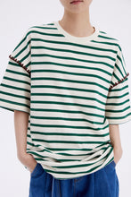 将图片加载到图库查看器,ÀIMAI Seashell Scalloped-Edge Striped T-Shirt