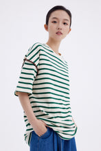 将图片加载到图库查看器,ÀIMAI Seashell Scalloped-Edge Striped T-Shirt