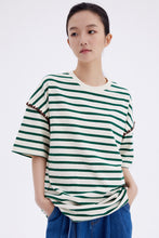 将图片加载到图库查看器,ÀIMAI Seashell Scalloped-Edge Striped T-Shirt