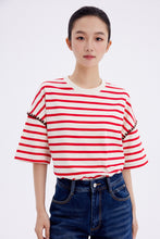 将图片加载到图库查看器,ÀIMAI Seashell Scalloped-Edge Striped T-Shirt