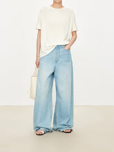 Load image into Gallery viewer, Kow Extra Fine Merino Wool & Silk Blend Roll Edge Knit Short Sleeve Sweater