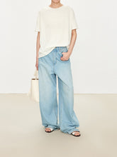 Load image into Gallery viewer, Kow Extra Fine Merino Wool & Silk Blend Roll Edge Knit Short Sleeve Sweater