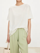 Load image into Gallery viewer, Kow Extra Fine Merino Wool & Silk Blend Roll Edge Knit Short Sleeve Sweater