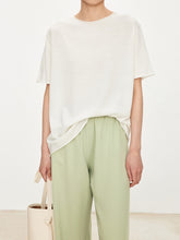 Load image into Gallery viewer, Kow Extra Fine Merino Wool & Silk Blend Roll Edge Knit Short Sleeve Sweater