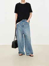 Load image into Gallery viewer, Kow Extra Fine Merino Wool & Silk Blend Roll Edge Knit Short Sleeve Sweater