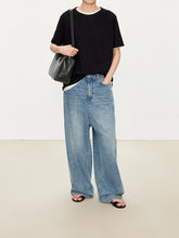 Load image into Gallery viewer, Kow Extra Fine Merino Wool & Silk Blend Roll Edge Knit Short Sleeve Sweater