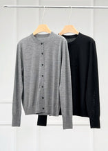 Load image into Gallery viewer, Battersea Super Extra Fine Merino Wool Round Neck Long Sleeve Cardigan