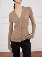 Cargar imagen en el visor de la galería, Edition Extra Fine Merino Wool Rib-Knitted Cardigan