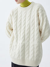 将图片加载到图库查看器,Rosario Premium Heavyweight Wool White Twisted Flower Round Neck Sweater