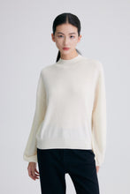 Load image into Gallery viewer, Chloe Cashmere Mock Neck Sweater with Lantern Sleeves