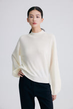 Load image into Gallery viewer, Chloe Cashmere Mock Neck Sweater with Lantern Sleeves