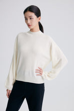 Load image into Gallery viewer, Chloe Cashmere Mock Neck Sweater with Lantern Sleeves