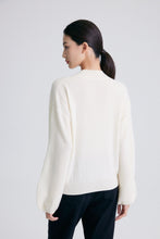 Load image into Gallery viewer, Chloe Cashmere Mock Neck Sweater with Lantern Sleeves