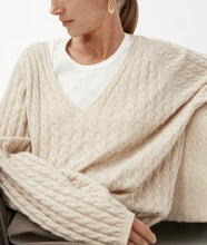 Load image into Gallery viewer, Monica Wool & Cashmere Cable Knit V-Neck Sweater