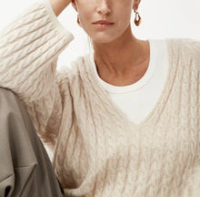 Load image into Gallery viewer, Monica Wool & Cashmere Cable Knit V-Neck Sweater