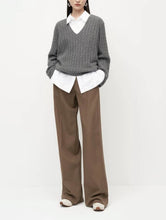 Load image into Gallery viewer, Monica Wool & Cashmere Cable Knit V-Neck Sweater