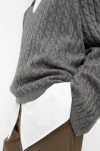 Load image into Gallery viewer, Monica Wool & Cashmere Cable Knit V-Neck Sweater