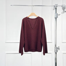 Load image into Gallery viewer, Monica Wool & Cashmere Cable Knit V-Neck Sweater